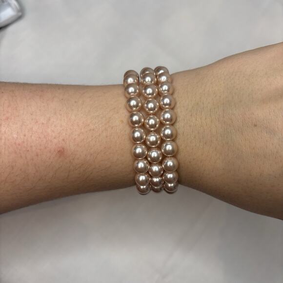 Pink Fresh Water Pearl Bracelet‎ Set of 3 Stretchy - Picture 5 of 7